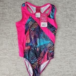 Capezio Girls Pink Multicolor Racerback One-Piece Bodysuit